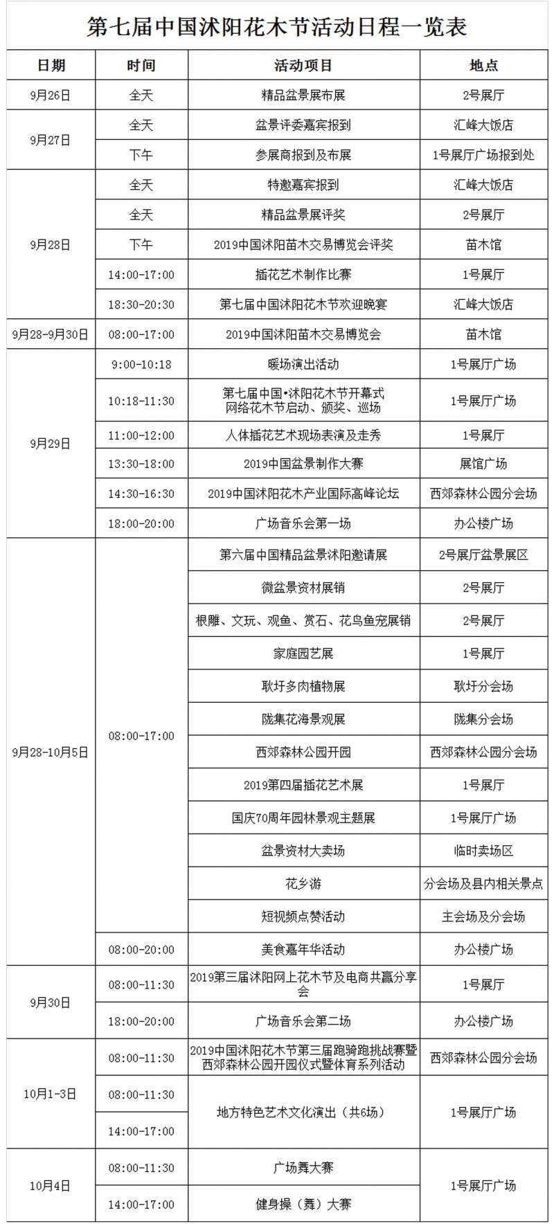 2019日程